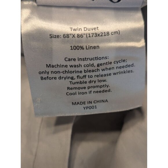 Quince 100% European Linen Duvet Cover 2PC Set Color Mist Size Twin -NEW- - Picture 5 of 7